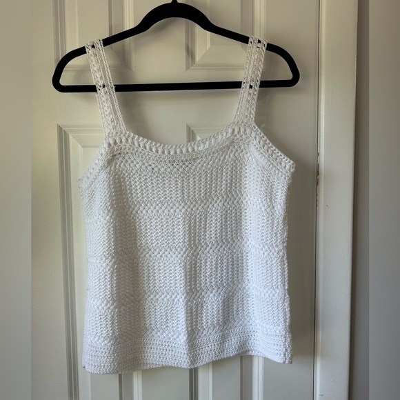 Vince Crochet Tank Top - White - Size Large - Picture 2 of 5